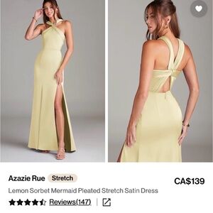 Azazie Backless Dress in Lemon Sorbet